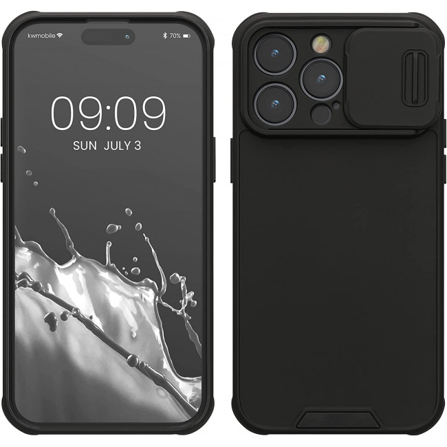 KW iPhone 14 Pro Max Hybrid Σκληρή Θήκη με Πλαίσιο Σιλικόνης TPU και Κάλυμμα για την Κάμερα  - Black - 60355.01