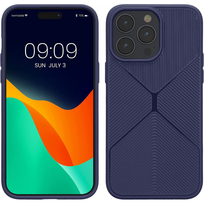 KW iPhone 14 Pro Max Θήκη Σιλικόνης TPU - Design Geometric - Dark Blue - 60412.17