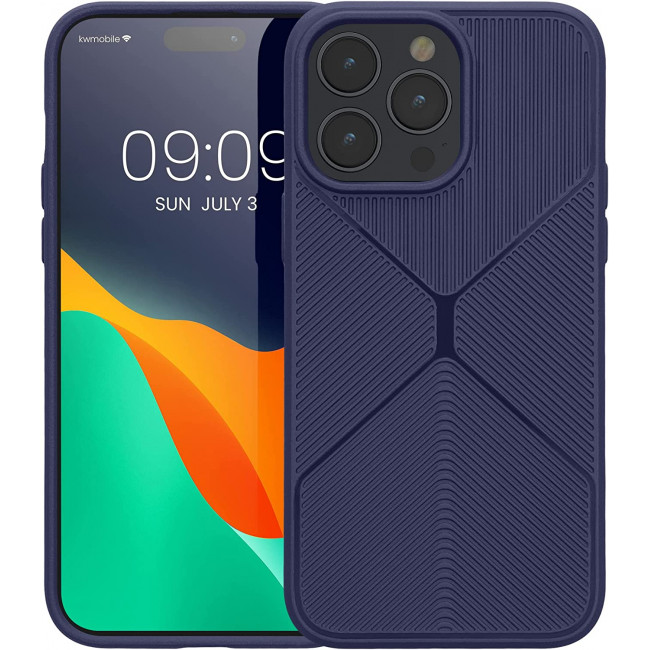 KW iPhone 14 Pro Max Θήκη Σιλικόνης TPU - Design Geometric - Dark Blue - 60412.17