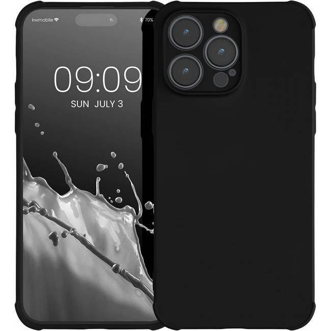 KW iPhone 14 Pro Max Θήκη Σιλικόνης TPU με Ενισχυμένες Γωνίες - Matte Black - 60222.47