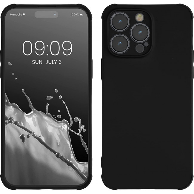 KW iPhone 14 Pro Max Θήκη Σιλικόνης TPU με Ενισχυμένες Γωνίες - Matte Black - 60222.47