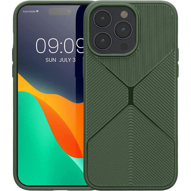 KW iPhone 14 Pro Max Θήκη Σιλικόνης TPU - Design Geometric - Dark Green - 60412.80