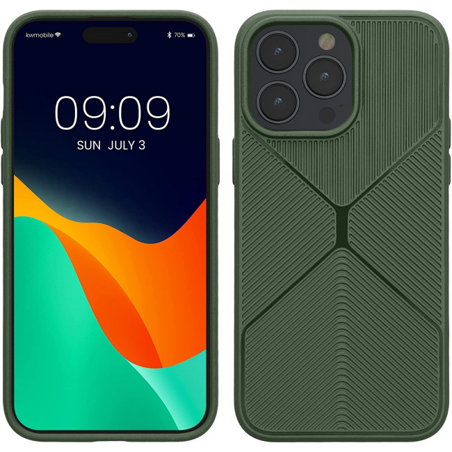 KW iPhone 14 Pro Max Θήκη Σιλικόνης TPU - Design Geometric - Dark Green - 60412.80