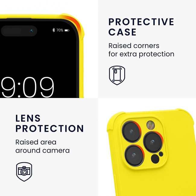 KW iPhone 14 Pro Θήκη Σιλικόνης TPU με Ενισχυμένες Γωνίες - Lemon Yellow - 60221.149