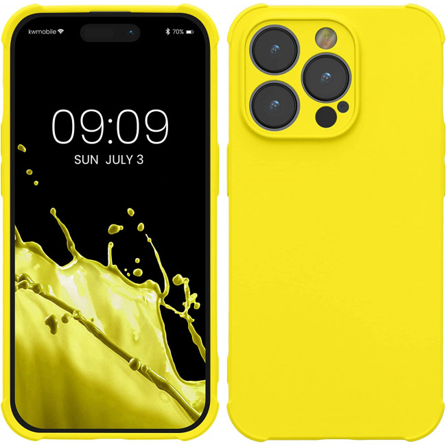 KW iPhone 14 Pro Θήκη Σιλικόνης TPU με Ενισχυμένες Γωνίες - Lemon Yellow - 60221.149