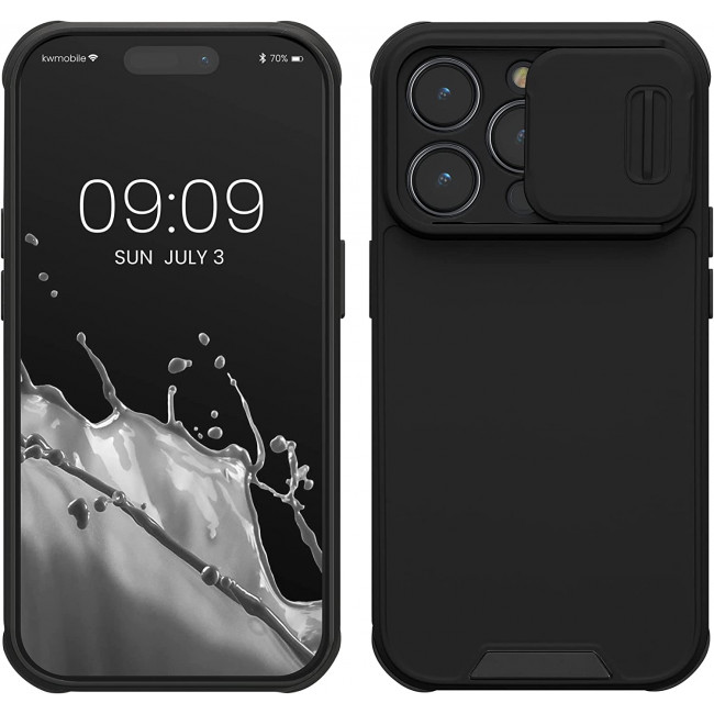 KW iPhone 14 Pro Hybrid Σκληρή Θήκη με Πλαίσιο Σιλικόνης TPU και Κάλυμμα για την Κάμερα - Black - 60354.01