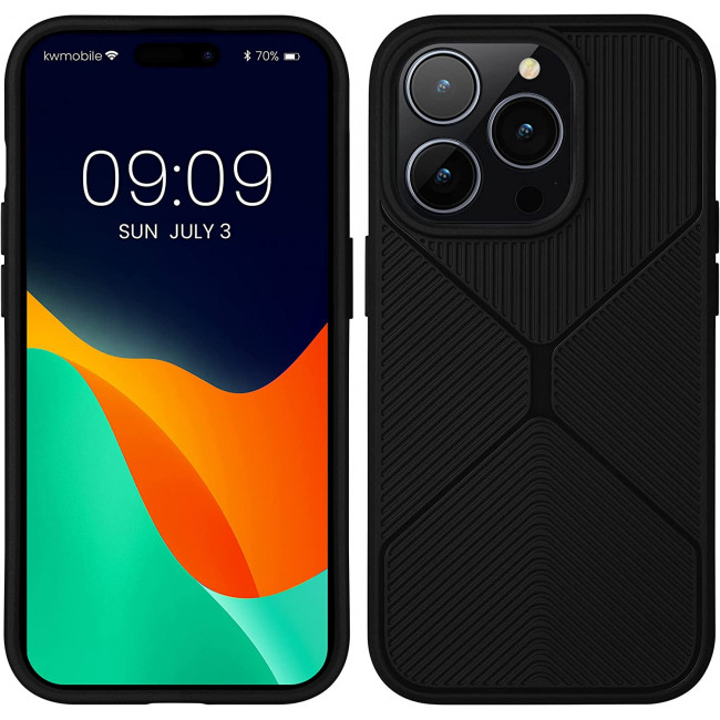 KW iPhone 14 Pro Θήκη Σιλικόνης TPU - Design Geometric - Black - 60358.01