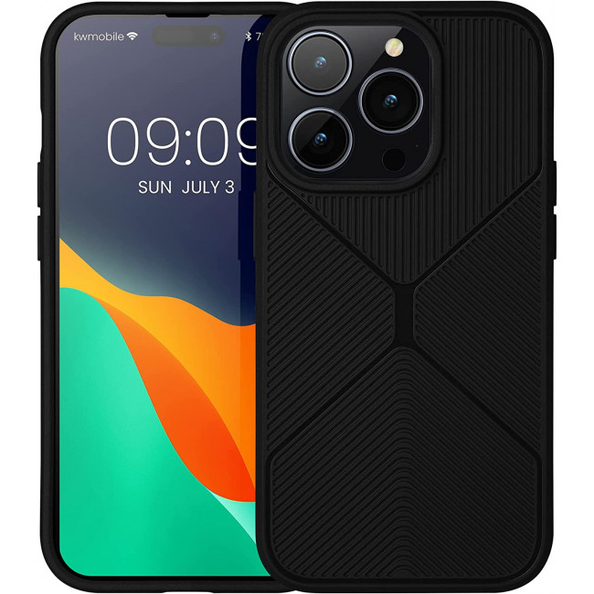 KW iPhone 14 Pro Θήκη Σιλικόνης TPU - Design Geometric - Black - 60358.01