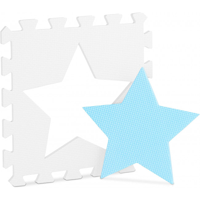 Relaxdays Χαλάκι Παζλ 9 Τεμαχίων για Παιδιά - Design Stars - White / Blue - 4052025890100