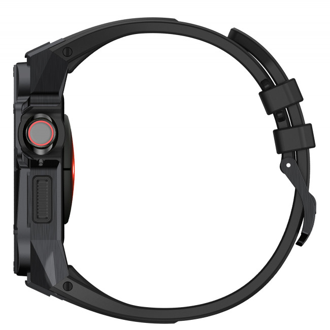 Kingxbar CYF140 2in1 Λουράκι Apple Watch 7 / 8 / 9 - 45 mm Armored με Θήκη Προστασίας - Black