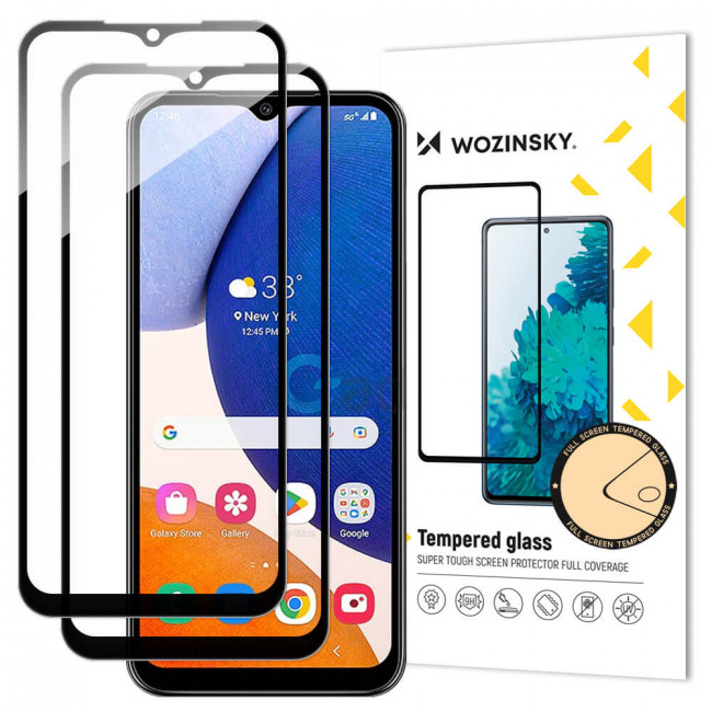 Wozinsky Samsung Galaxy A14 5G 9H Case Friendly Full Screen Full Glue Tempered Glass Αντιχαρακτικό Γυαλί Οθόνης - 2 Τεμάχια - Black