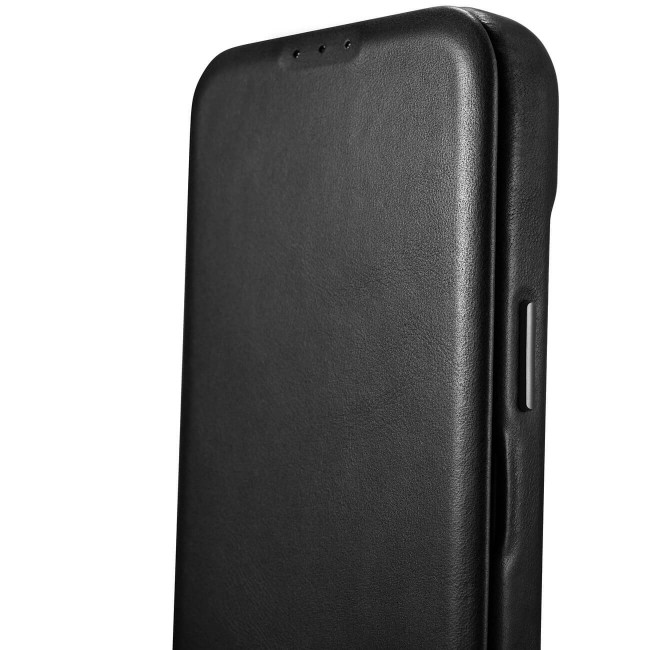 iCarer iPhone 14 Pro Leather Folio Oil Wax Θήκη Βιβλίο από Γνήσιο Δέρμα με MagSafe - Black