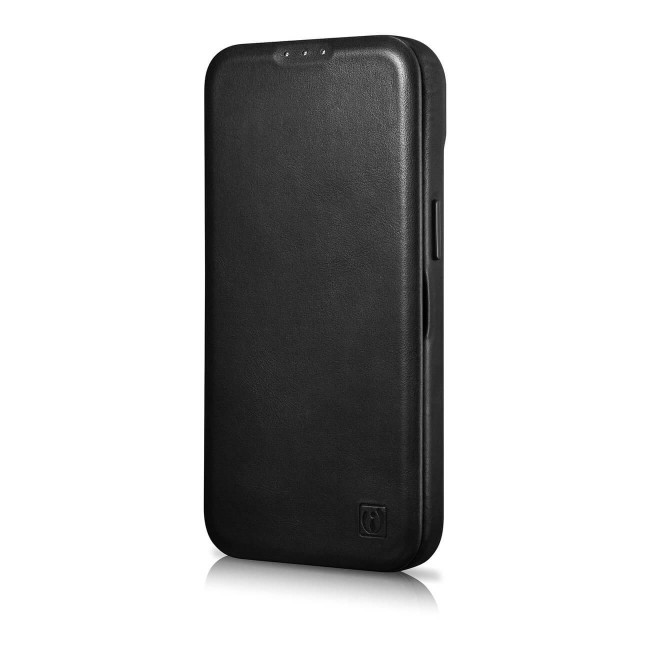 iCarer iPhone 14 Pro Leather Folio Oil Wax Θήκη Βιβλίο από Γνήσιο Δέρμα με MagSafe - Black