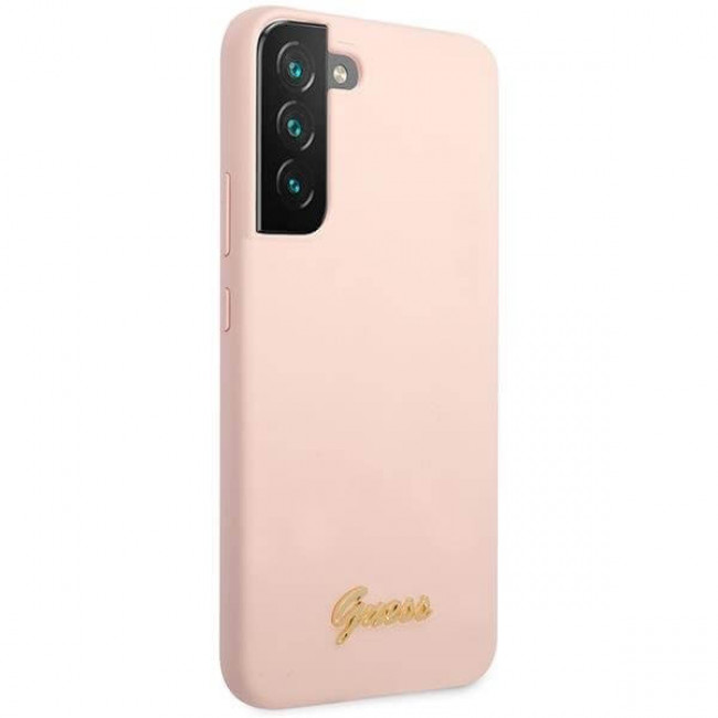 Guess Samsung Galaxy S23+ Silicone Script Metal Logo Θήκη Σιλικόνης - Pink - GUHCS23MLSLMGPP