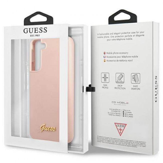 Guess Samsung Galaxy S23+ Silicone Script Metal Logo Θήκη Σιλικόνης - Pink - GUHCS23MLSLMGPP