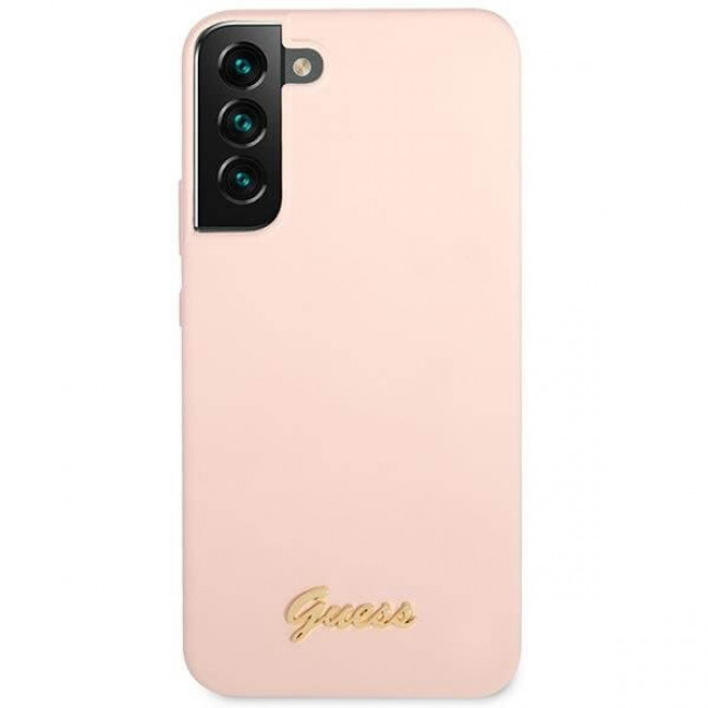 Guess Samsung Galaxy S23+ Silicone Script Metal Logo Θήκη Σιλικόνης - Pink - GUHCS23MLSLMGPP