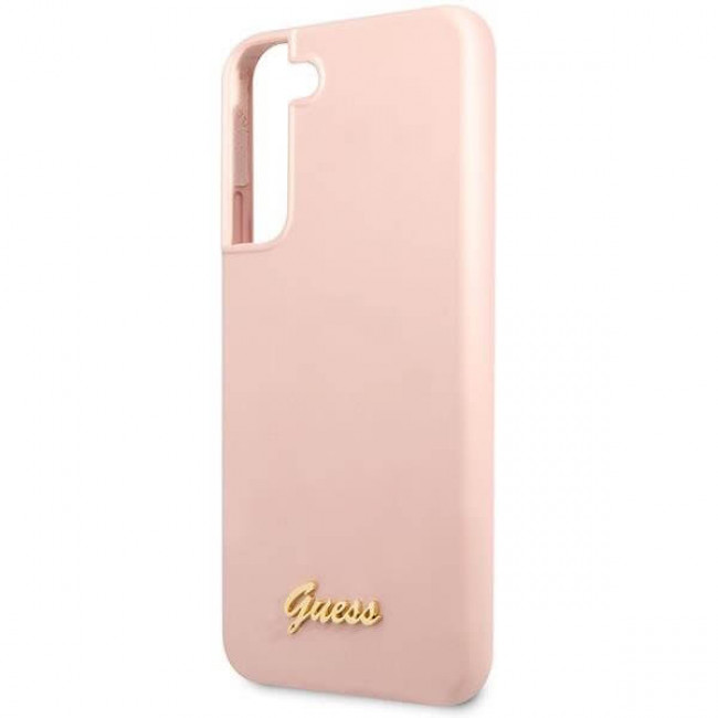 Guess Samsung Galaxy S23+ Silicone Script Metal Logo Θήκη Σιλικόνης - Pink - GUHCS23MLSLMGPP