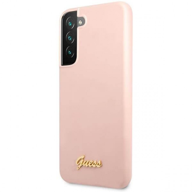 Guess Samsung Galaxy S23+ Silicone Script Metal Logo Θήκη Σιλικόνης - Pink - GUHCS23MLSLMGPP