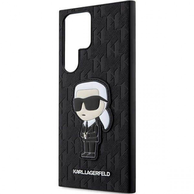 Karl Lagerfeld Samsung Galaxy S23 Ultra - Saffiano Monogram Ikonik Σκληρή Θήκη - Black - KLHCS23LSAKLHKPK