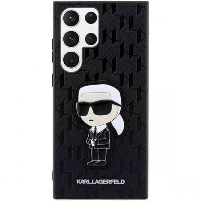 Karl Lagerfeld Samsung Galaxy S23 Ultra - Saffiano Monogram Ikonik Σκληρή Θήκη - Black - KLHCS23LSAKLHKPK