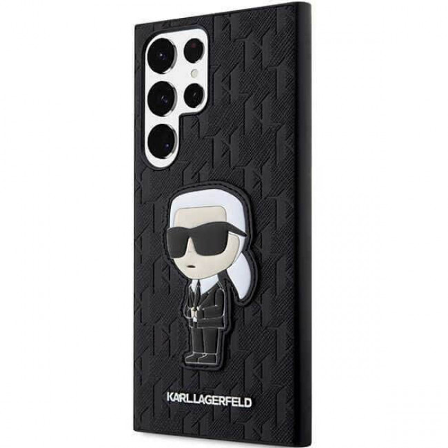 Karl Lagerfeld Samsung Galaxy S23 Ultra - Saffiano Monogram Ikonik Σκληρή Θήκη - Black - KLHCS23LSAKLHKPK