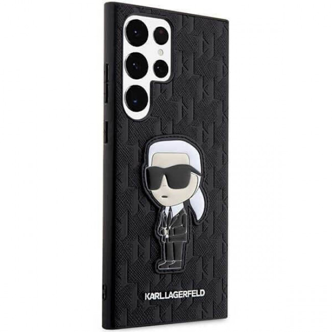 Karl Lagerfeld Samsung Galaxy S23 Ultra - Saffiano Monogram Ikonik Σκληρή Θήκη - Black - KLHCS23LSAKLHKPK