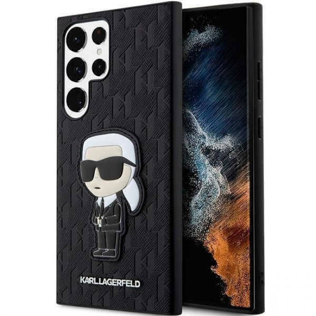 Karl Lagerfeld Samsung Galaxy S23 Ultra - Saffiano Monogram Ikonik Σκληρή Θήκη - Black - KLHCS23LSAKLHKPK