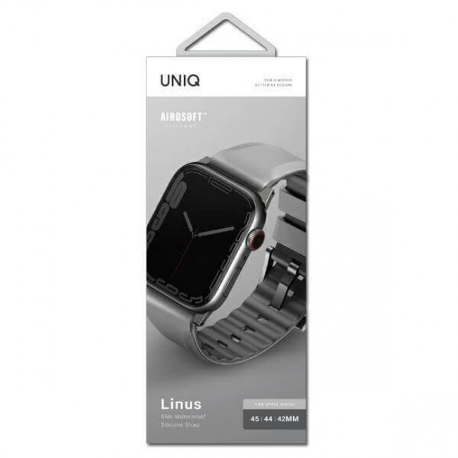 UNIQ Λουράκι Apple Watch 2 / 3 / 4 / 5 / 6 / 7 / 8 / 9 / SE / ULTRA 1 / ULTRA 2 - 42 / 44 / 45 / 49 mm Linus Airosoft Σιλικόνης - Grey / Chalk Grey