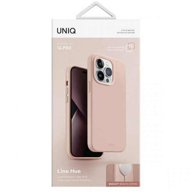 Uniq iPhone 14 Pro Lino Hue Magclick Θήκη Σιλικόνης με MagSafe - Pink / Blush Pink