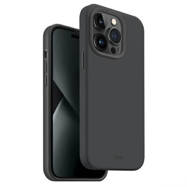 Uniq iPhone 14 Pro Lino Hue Magclick Θήκη Σιλικόνης με MagSafe - Grey / Charcoal Grey