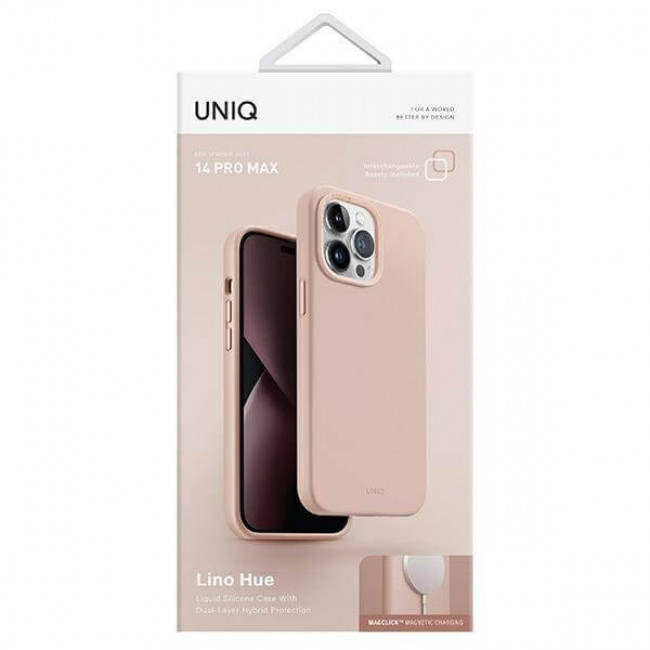 Uniq iPhone 14 Pro Max Lino Hue Magclick Θήκη Σιλικόνης με MagSafe - Pink / Blush Pink