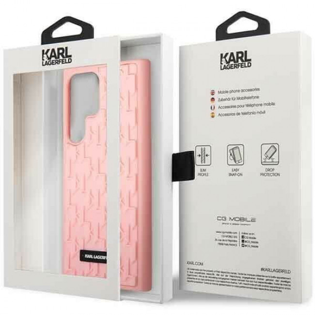 Karl Lagerfeld Samsung Galaxy S23 Ultra - 3D Monogram Σκληρή Θήκη με Πλαίσιο Σιλικόνης - Pink - KLHCS23LRUPKLPP