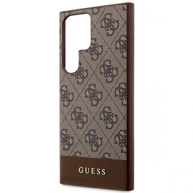 Guess Samsung Galaxy S23 Ultra - 4G Stripe Collection Θήκη με Επένδυση Συνθετικού Δέρματος - Brown - GUHCS23LG4GLBR