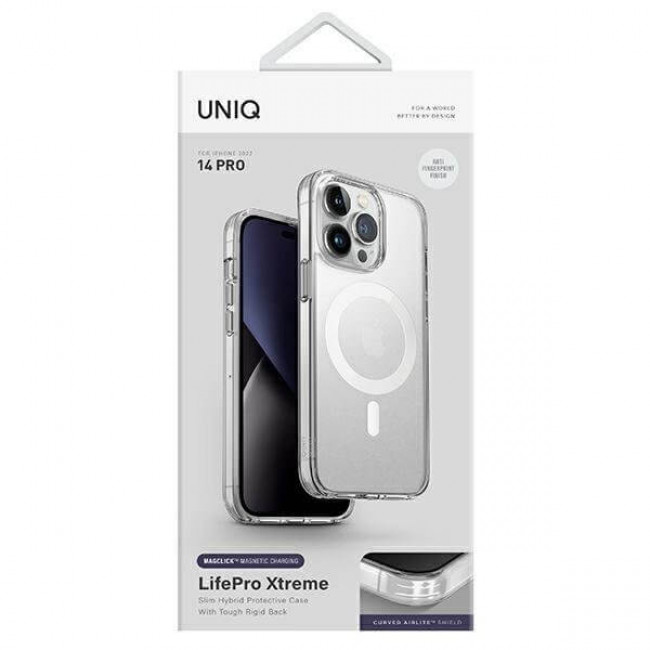 Uniq iPhone 14 Pro LifePro Xtreme Magclick Σκληρή Θήκη με Πλαίσιο Σιλικόνης και MagSafe - Διάφανη / Frost Clear