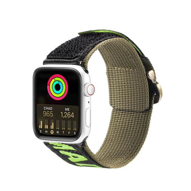 Dux Ducis Λουράκι Apple Watch 2 / 3 / 4 / 5 / 6 / 7 / 8 / 9 / SE / SE 2 / ULTRA / ULTRA 2 - 42 / 44 / 45 / 49 mm Outdoor Series Nylon Loopαπό Νάιλον - Black / Green