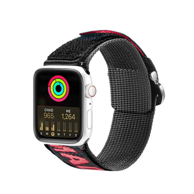 Dux Ducis Λουράκι Apple Watch 2 / 3 / 4 / 5 / 6 / 7 / 8 / 9 / SE / ULTRA 1 / ULTRA 2 - 42 / 44 / 45 / 49 mm Outdoor Series Nylon Loopαπό Νάιλον - Black / Red