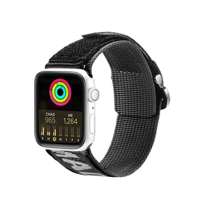 Dux Ducis Λουράκι Apple Watch 2 / 3 / 4 / 5 / 6 / 7 / 8 / 9 / SE / SE 2 / ULTRA / ULTRA 2 - 42 / 44 / 45 / 49 mm Outdoor Series Nylon Loopαπό Νάιλον - Black / Silver