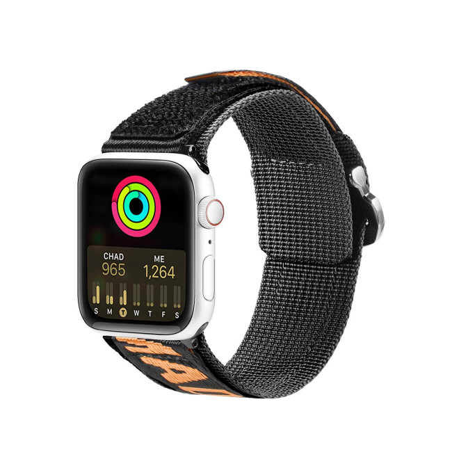 Dux Ducis Λουράκι Apple Watch 2 / 3 / 4 / 5 / 6 / 7 / 8 / 9 / SE / SE 2 / ULTRA / ULTRA 2 - 42 / 44 / 45 / 49 mm Outdoor Series Nylon Loopαπό Νάιλον - Black / Orange