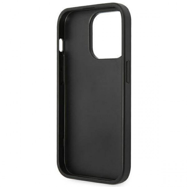 Guess iPhone 14 Pro Saffiano Stripe Σκληρή Θήκη με Πλαίσιο Σιλικόνης - Black - GUHCP14LPSASBK