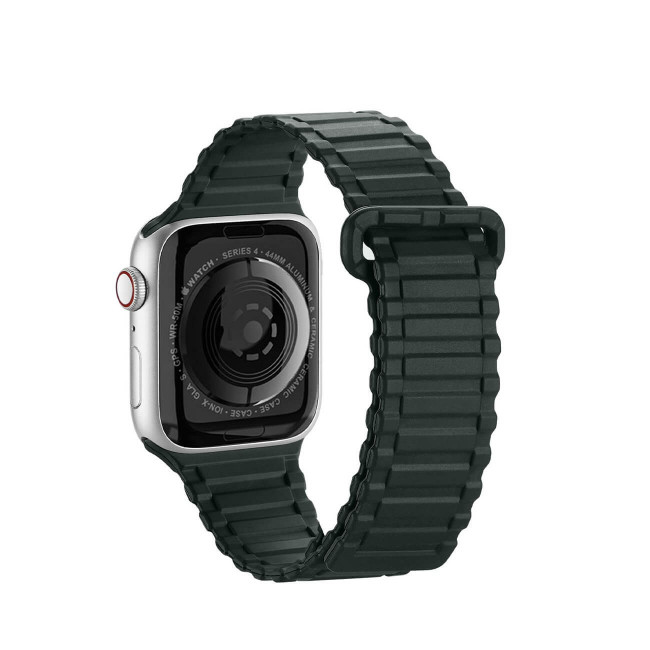 Dux Ducis Λουράκι Apple Watch 2 / 3 / 4 / 5 / 6 / 7 / 8 / 9 / SE / SE 2 / ULTRA / ULTRA 2 - 42 / 44 / 45 / 49 mm Armor Silicone MagneticΜαγνητικό Σιλικόνης - Dark Green