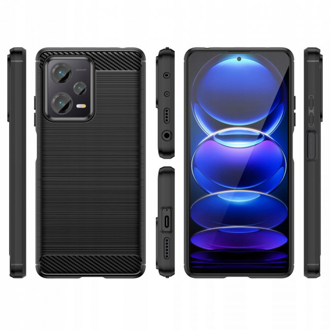 Tech-Protect Xiaomi Redmi Note 12 5G / Xiaomi Poco X5 5G Θήκη Rugged Carbon TPU - Black