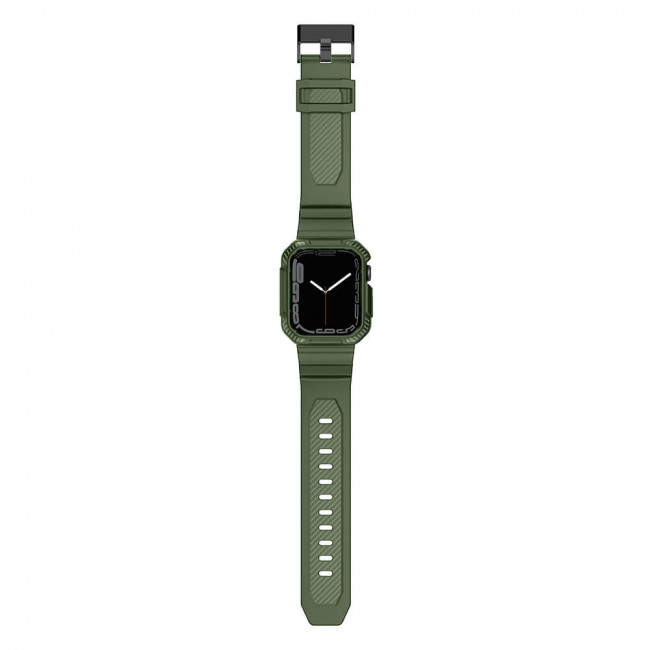 Kingxbar Λουράκι Apple Watch 2 / 3 / 4 / 5 / 6 / 7 / 8 / 9 / SE / SE 2 - 42 / 44 / 45 mm CYF537 με Θήκη Προστασίας - Green