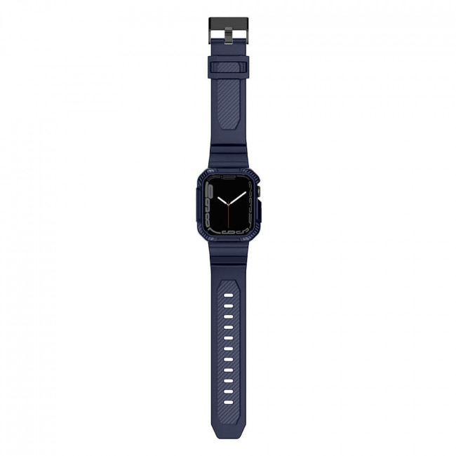 Kingxbar Λουράκι Apple Watch 2 / 3 / 4 / 5 / 6 / 7 / 8 / 9 / SE / SE 2 - 42 / 44 / 45 mm CYF537 με Θήκη Προστασίας - Blue