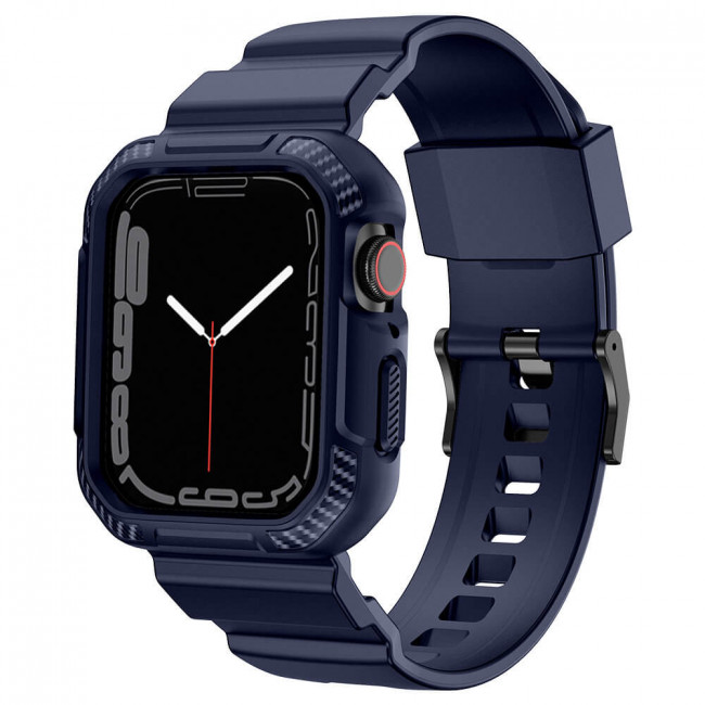 Kingxbar Λουράκι Apple Watch 2 / 3 / 4 / 5 / 6 / 7 / 8 / 9 / SE / SE 2 - 42 / 44 / 45 mm CYF537 με Θήκη Προστασίας - Blue