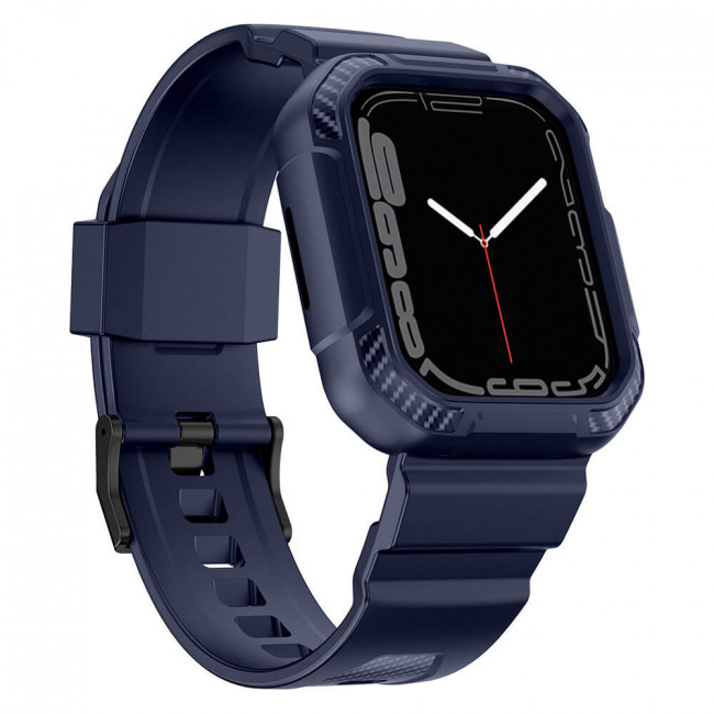 Kingxbar Λουράκι Apple Watch 2 / 3 / 4 / 5 / 6 / 7 / 8 / 9 / SE / SE 2 - 42 / 44 / 45 mm CYF537 με Θήκη Προστασίας - Blue