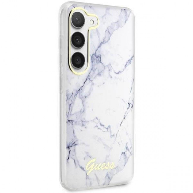 Guess Samsung Galaxy S23 Plus Marble Σκληρή Θήκη με Πλαίσιο Σιλικόνης - White - GUHCS23MPCUMAH