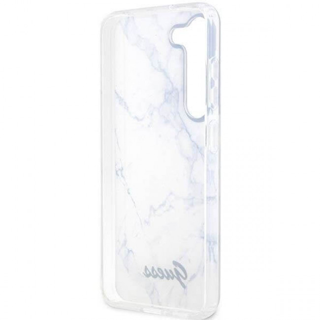 Guess Samsung Galaxy S23 Plus Marble Σκληρή Θήκη με Πλαίσιο Σιλικόνης - White - GUHCS23MPCUMAH