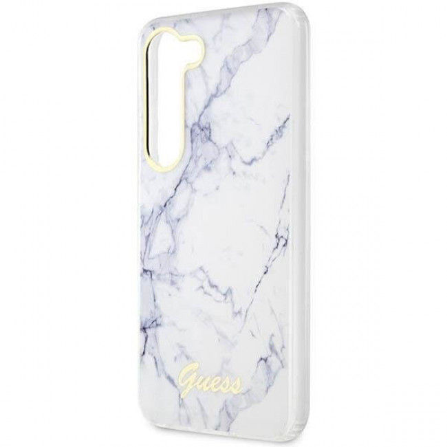 Guess Samsung Galaxy S23 Plus Marble Σκληρή Θήκη με Πλαίσιο Σιλικόνης - White - GUHCS23MPCUMAH