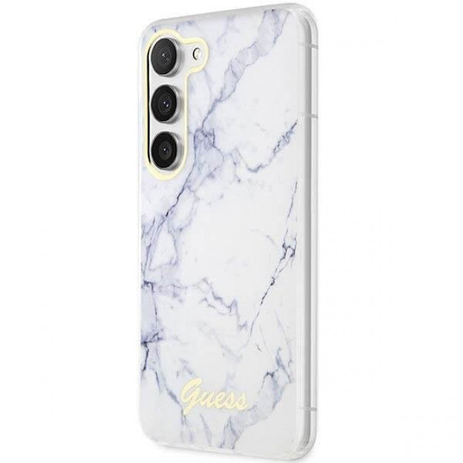 Guess Samsung Galaxy S23 Plus Marble Σκληρή Θήκη με Πλαίσιο Σιλικόνης - White - GUHCS23MPCUMAH