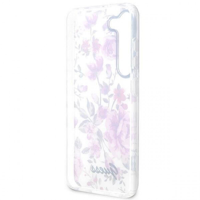 Guess Samsung Galaxy S23 Plus - Flower Collection Σκληρή Θήκη με Πλαίσιο Σιλικόνης - White - GUHCS23MHCFWST